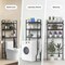 3-Tier Over-The-Toilet Storage Organizer | 30lb/Shelf Heavy-Duty Wooden Bathroom Rack with Anti-Tip Kit & 4 Hooks | 63.6" Freestanding Space-Saver for Laundry Room, Restroom (Black)